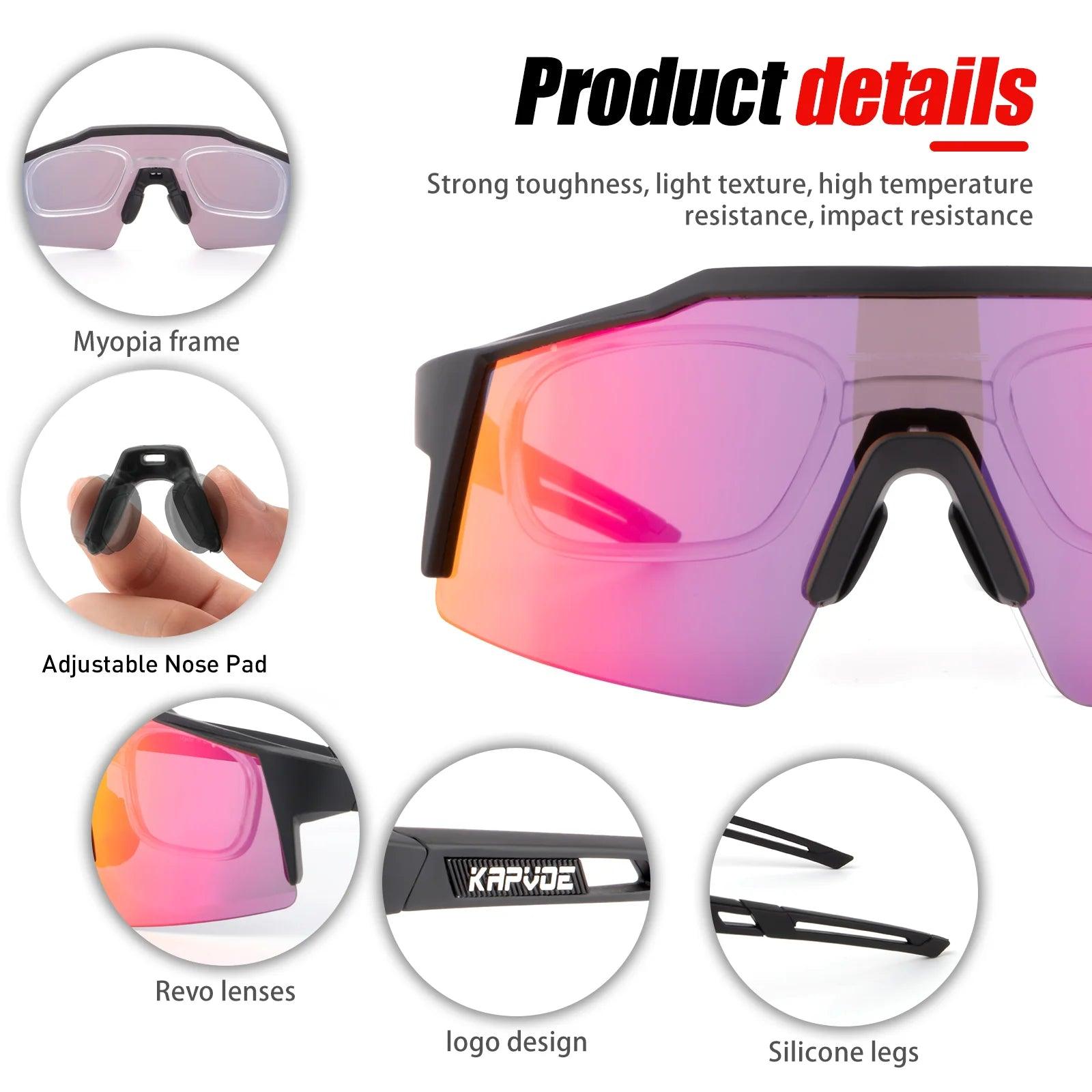 Óculos de sol ciclismo polarizado, Kapvoe MTB, uv400, gênero unissex, esporte ao ar livre - BELANGAR