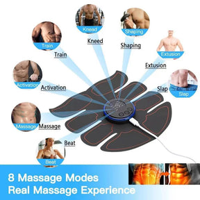 Estimulador e massageador muscular, abdominal, elétrico, recarregável, terapia de massagem corporal inteira, alívio da dor, gel de substituição adesivo - BELANGAR