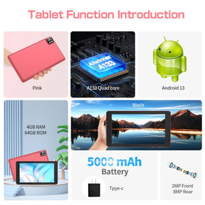 Tablet Android 13 PRITOM 8", 8GB(4+4 Expand) 64GB,1TB Expand, Tela IPS 1280x800, com câmera dupla, 5000mAh Bateria, Wi-Fi