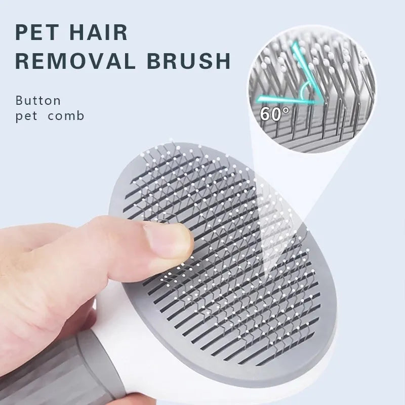Escova pet auto limpeza removedor de pelos para cães e gatos, grooming - BELANGAR