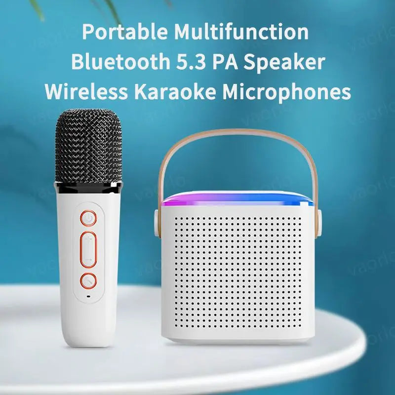 Caixa Karaoke Portátil sem fio com um ou dois microfones, Bluetooth PA alto-falante, KTV DSP sistema, HIFI, som estéreo, RGB luzes LED coloridas - BELANGAR