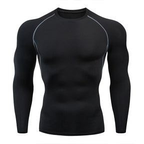 Camiseta masculina de manga longa, secagem rápida, musculação, esporte, corrida, fitness - BELANGAR