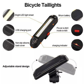 Lanterna Sinalizador para bicicleta à prova d'água, alimentada por bateria recarregável USB, LED t6 1100mah TOPRIDER 1000lm scooter cauda - BELANGAR