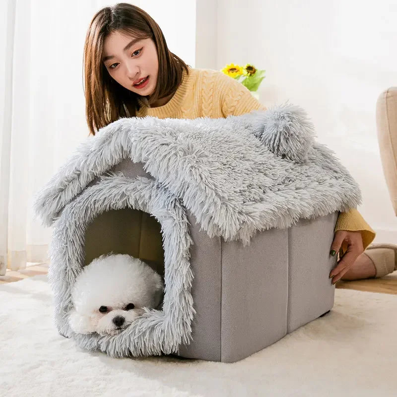 Casa dobrável para cães e gatos pequenos e médios com tapete de cama, 23 variações de modelos e tamanhos - BELANGAR