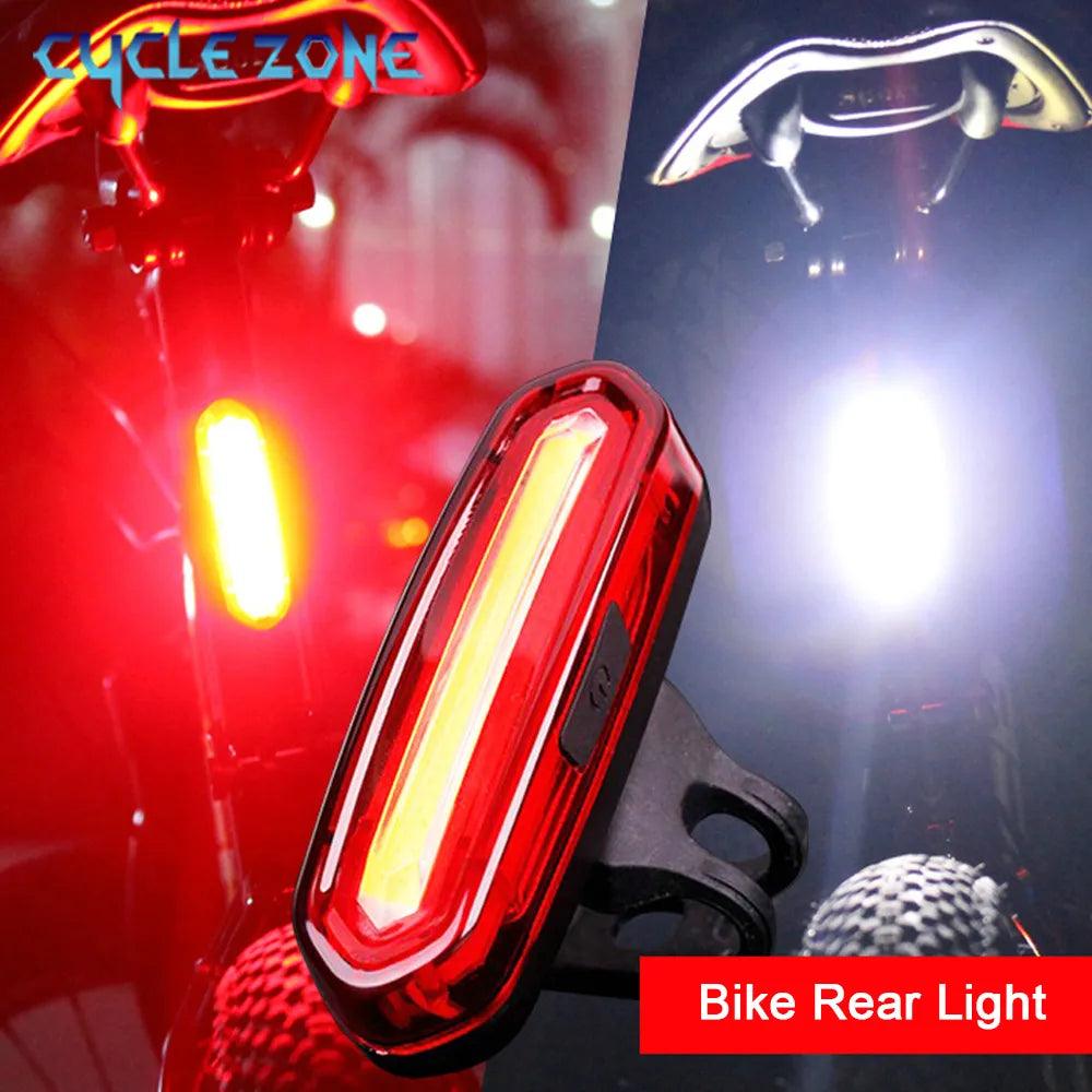 Lanterna Sinalizador traseira para bicicleta à prova d'água, alimentada por bateria recarregável USB, LED, scooter cauda - BELANGAR