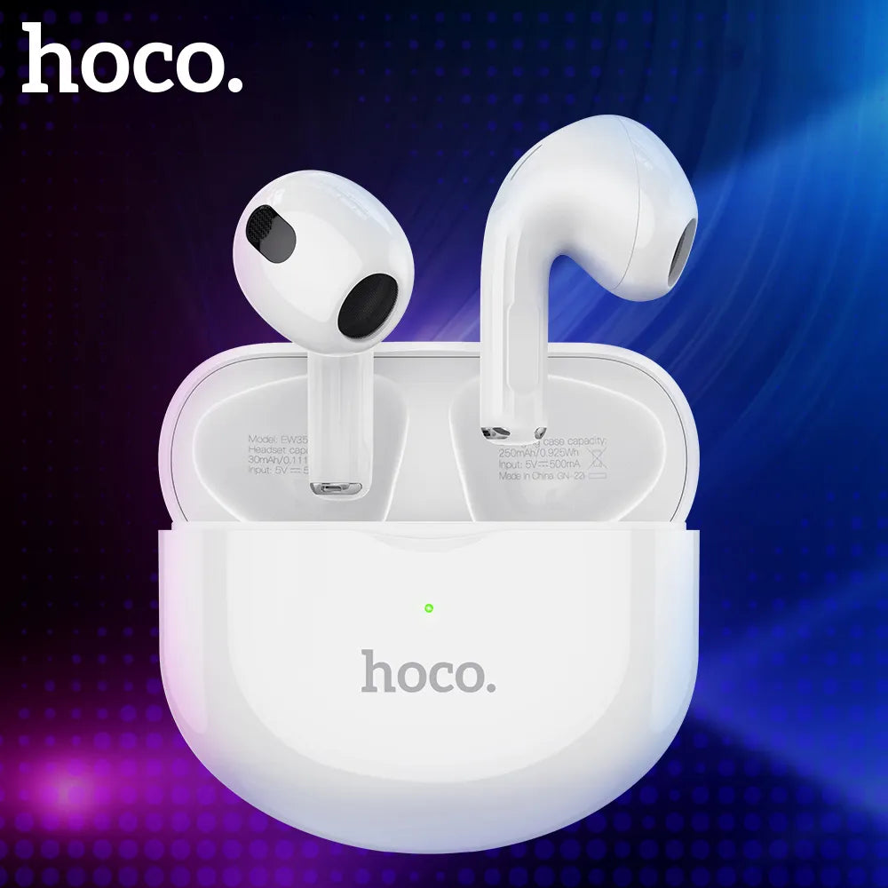 Fones De Ouvido HOCO TWS Sem Fio com Mic, Touch Control, Bluetooth 5.3, Dupla Redução de Ruído