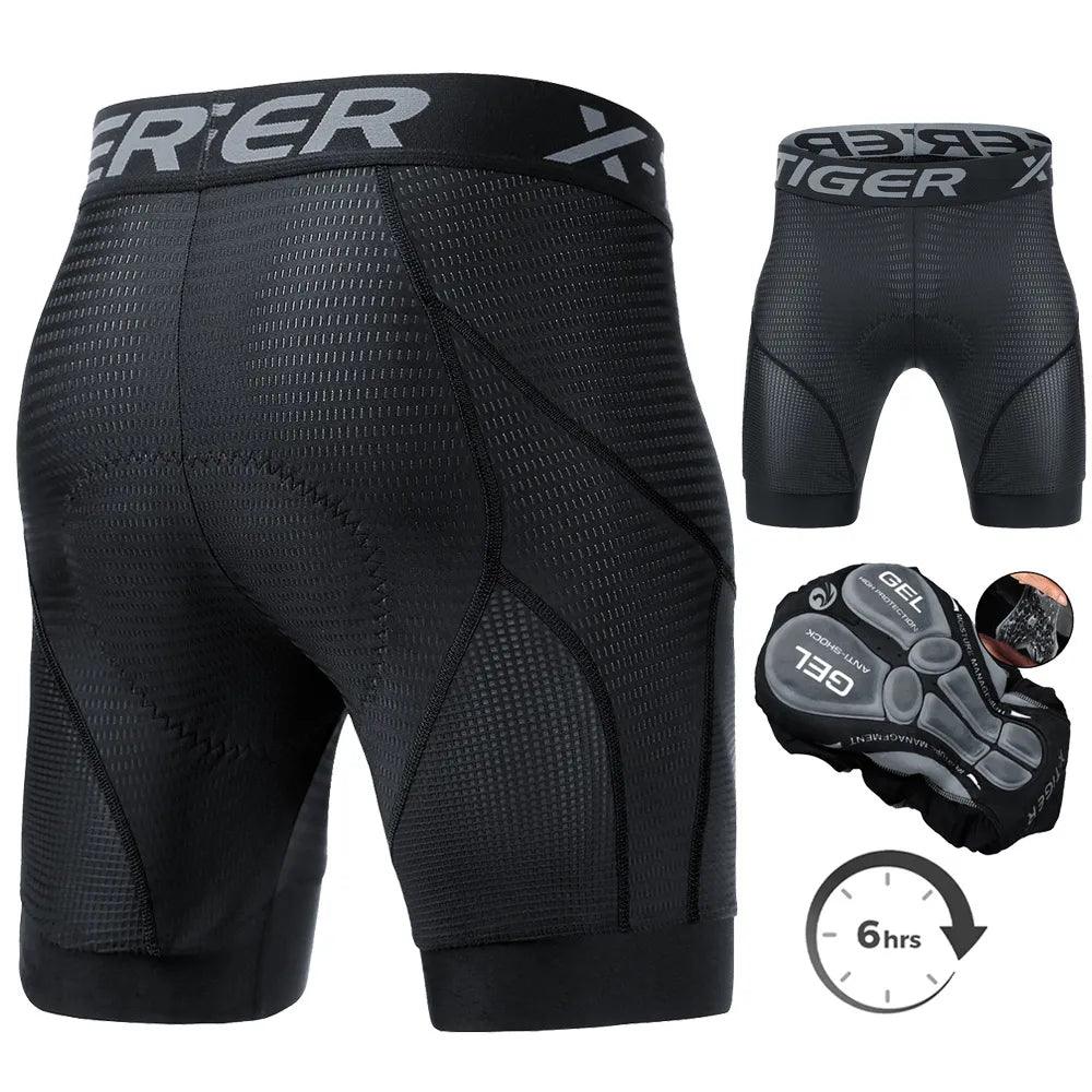 Shorts de ciclismo X-TIGER, roupa interior 5d acolchoado esportes equitação bicicleta mtb forro shorts com apertos de perna antiderrapantes, gênero masculino