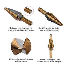 Conjunto de Broca Step Drill Set Ferramentas com Caixa De Alumínio, HSS 4241, Cobalto, Furo Múltiplo, 50 Tamanhos, Ferramenta De Perfuração Para Madeira e Metal, Step Cone Broca - BELANGAR