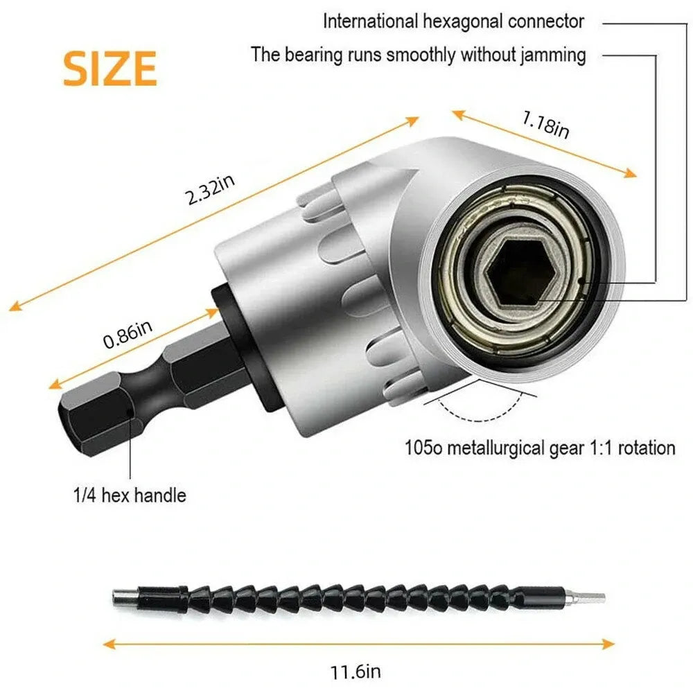 Extensão de broca flexível, haste hexagonal, porca de broca, conjunto de extensão de broca dobrável + adaptador de soquete universal + chave de fenda bi - BELANGAR