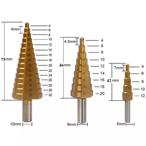 Conjunto De Brocas De Aço De Titânio, 4-12, 4-20, 4-32mm, 3, 6, 8mm, estojo com 6 peças - BELANGAR