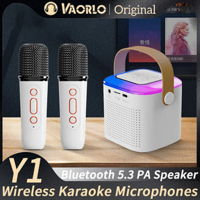 Caixa Karaoke Portátil sem fio com um ou dois microfones, Bluetooth PA alto-falante, KTV DSP sistema, HIFI, som estéreo, RGB luzes LED coloridas - BELANGAR