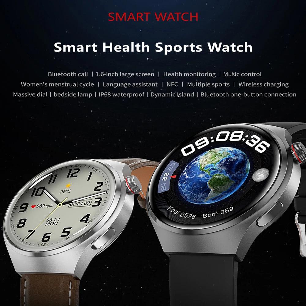 Relógio smartwatch GT4 pro, inteligente ip68 nfc gps rastreador amoled 360*360 tela hd frequência cardíaca bluetooth chamada, gênero unissex - BELANGAR