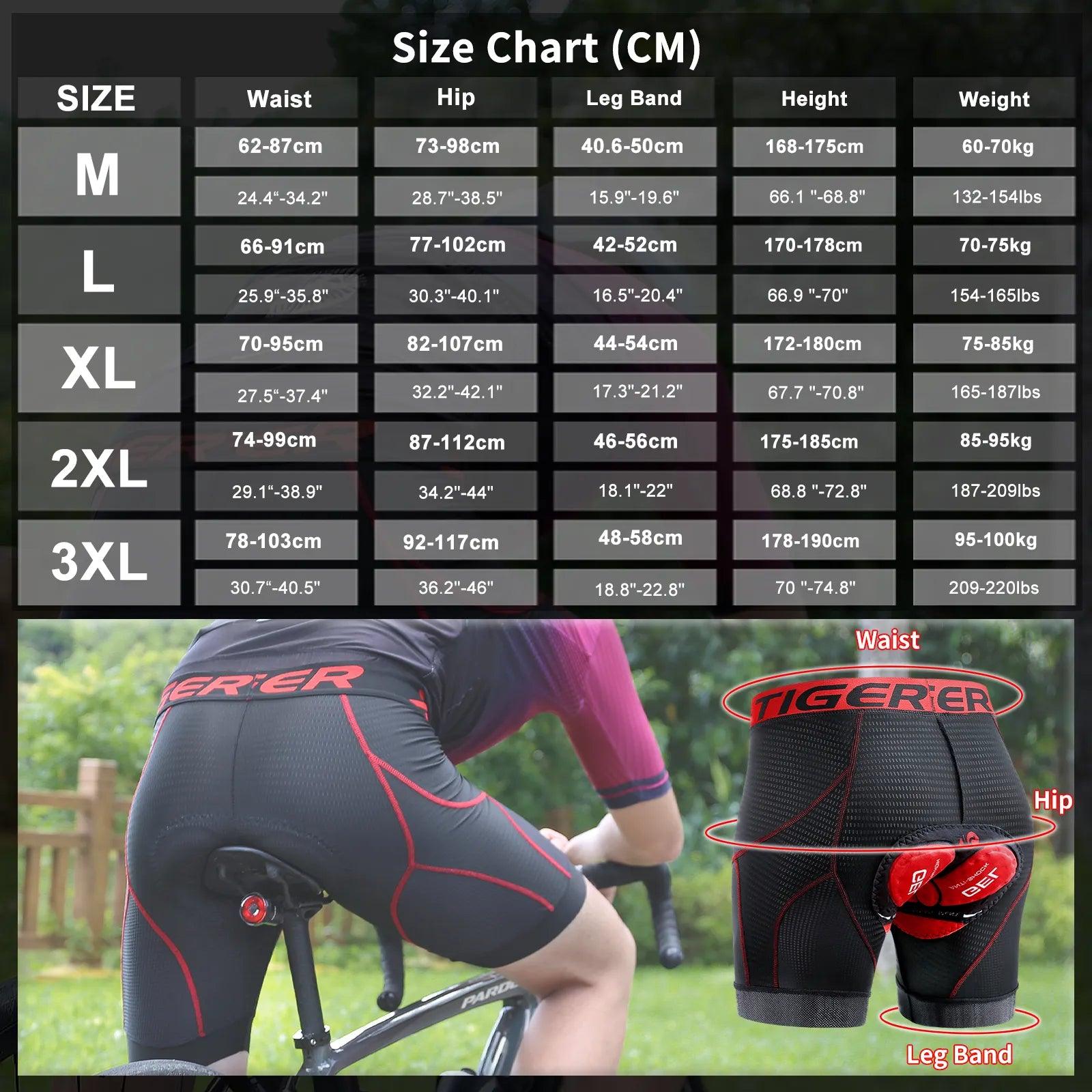 Shorts de ciclismo X-TIGER, roupa interior 5d acolchoado esportes equitação bicicleta mtb forro shorts com apertos de perna antiderrapantes, gênero masculino - BELANGAR