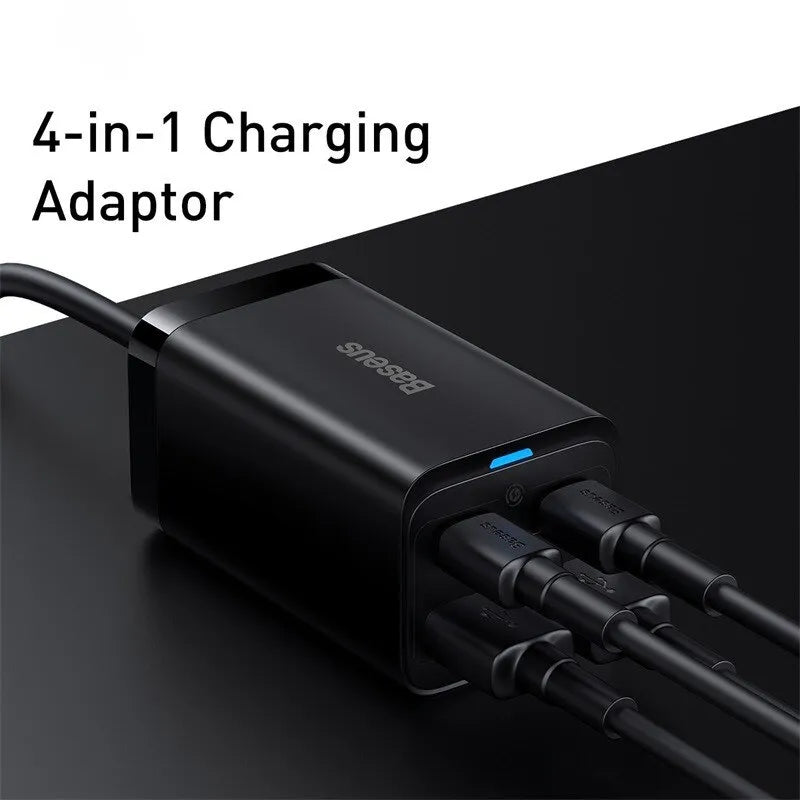 Adaptador Carregador de celular Rápido de Mesa, 4 em 1, para Laptop, Telefone, iPhone 15, 14, 13 Pro Max, Xiaomi, Samsung, 65W - BELANGAR