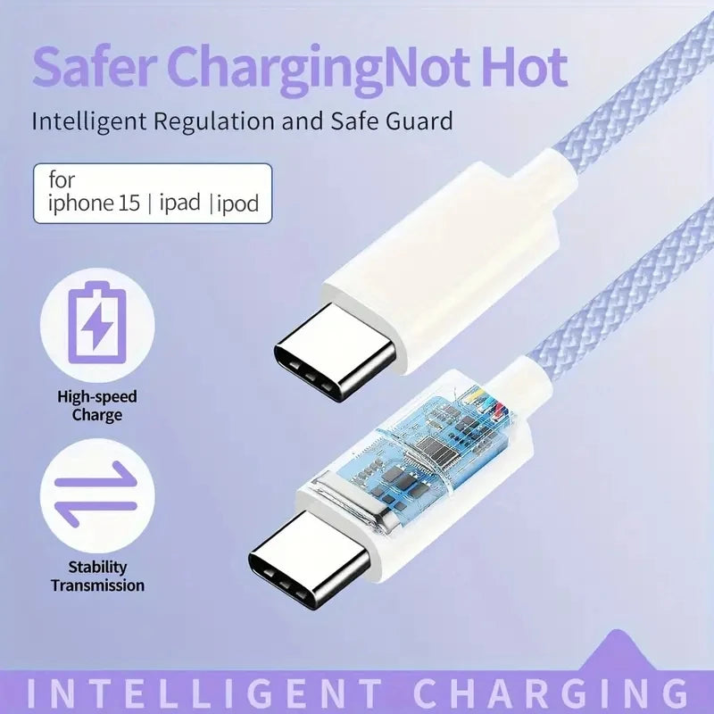 Cabo USB Tipo C para Tipo C, De Carregamento Rápido, Linha De Dados, para iPhone 15, Xiaomi Poco, 20V, 3A, 60W, nos tamanhos 0.3m - 1m - 1.5m - 2m - BELANGAR