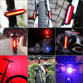 Lanterna Sinalizador traseira para bicicleta à prova d'água, alimentada por bateria recarregável USB, LED, scooter cauda - BELANGAR