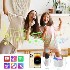 Caixa Karaoke Portátil sem fio com um ou dois microfones, Bluetooth PA alto-falante, KTV DSP sistema, HIFI, som estéreo, RGB luzes LED coloridas - BELANGAR