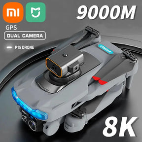 Drone 5g profissional Xiaomi mijia p15 8k gps câmera dupla evitar obstáculos posicionamento de fluxo óptico sem escova rc 9000m