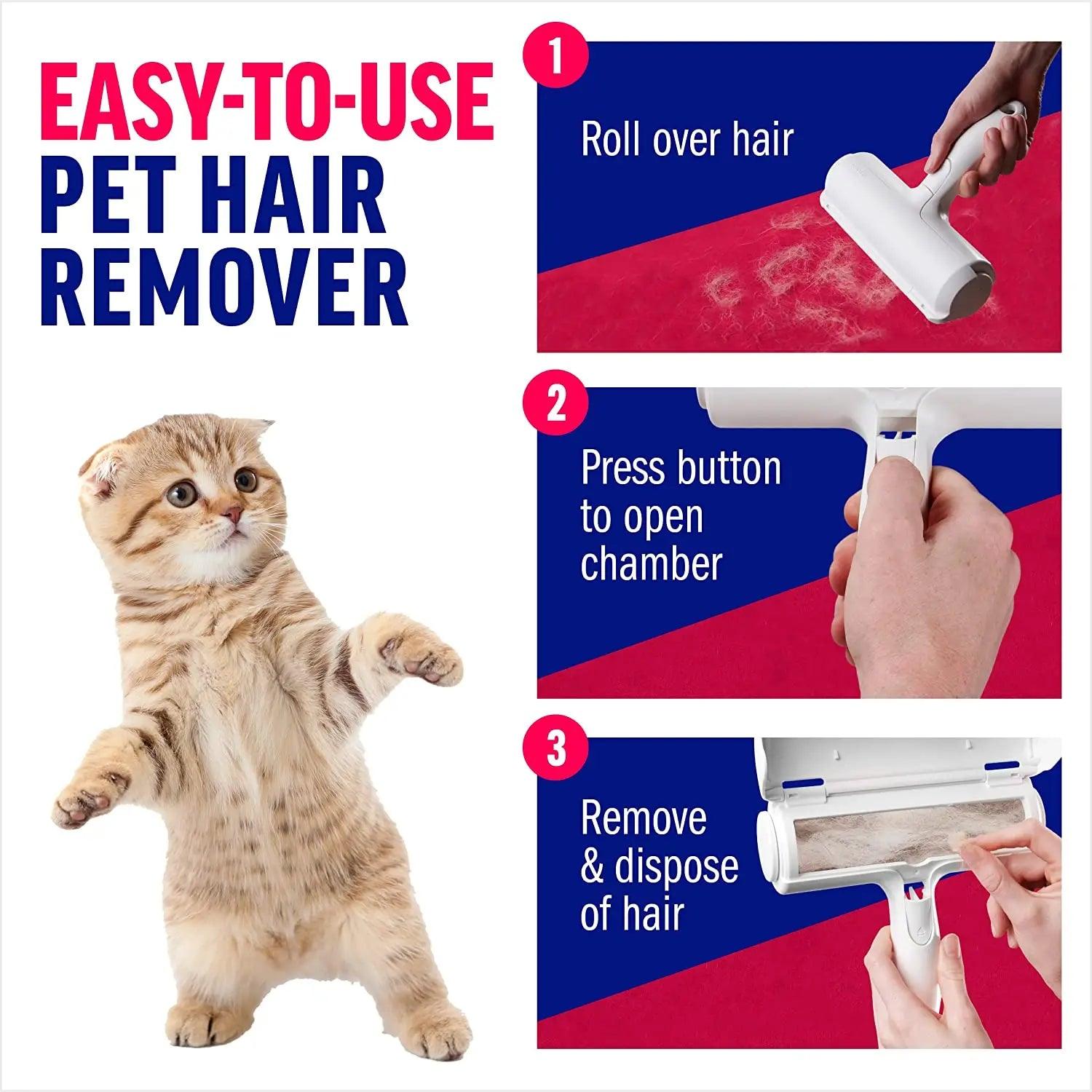 Rolo removedor de pelos de cães e gatos com base autolimpante, eficiente ferramenta de remoção de pelos, perfeito - BELANGAR