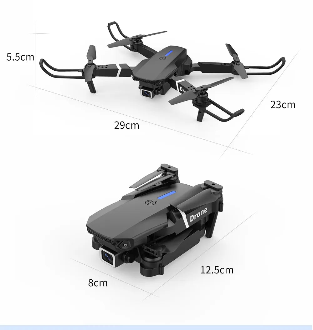 Drone profissional e88 4k, câmera hd grande angular, wi-fi, fpv, altura, Câmera simples e dupla