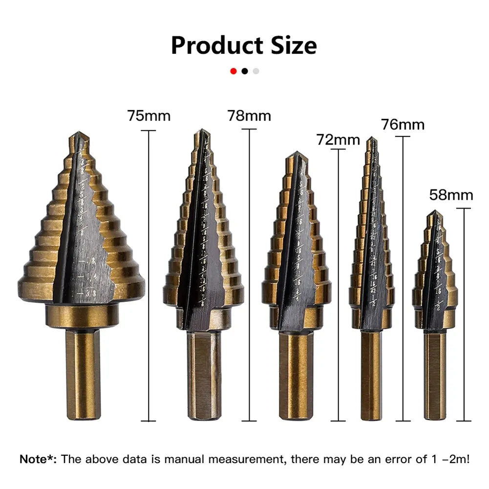 Conjunto de Broca Step Drill Set Ferramentas com Caixa De Alumínio, HSS 4241, Cobalto, Furo Múltiplo, 50 Tamanhos, Ferramenta De Perfuração Para Madeira e Metal, Step Cone Broca - BELANGAR