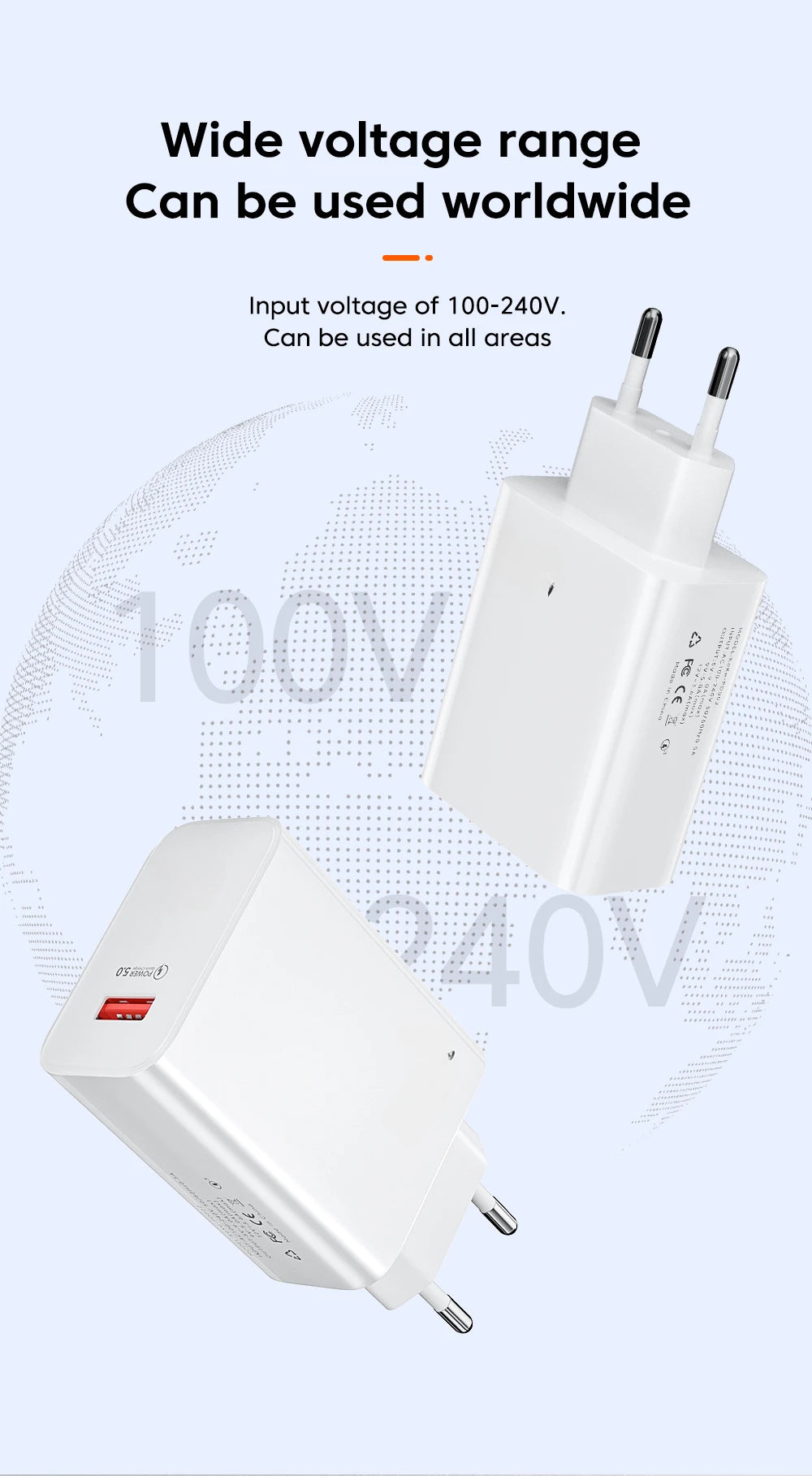 Adaptador Carregador usb de carregamento rápido qc3.0 com cabo usb tipo c para iphone 15 pro max, huawei samsung xiaomi - BELANGAR