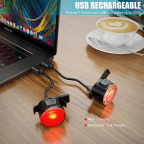 Lanterna Sinalizador para bicicleta à prova d'água, alimentada por bateria recarregável USB, LED TOPRIDER - BELANGAR