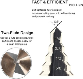 Conjunto de Broca Step Drill Set Ferramentas com Caixa De Alumínio, HSS 4241, Cobalto, Furo Múltiplo, 50 Tamanhos, Ferramenta De Perfuração Para Madeira e Metal, Step Cone Broca - BELANGAR