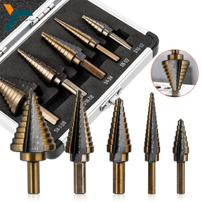 Conjunto de Broca Step Drill Set Ferramentas com Caixa De Alumínio, HSS 4241, Cobalto, Furo Múltiplo, 50 Tamanhos, Ferramenta De Perfuração Para Madeira e Metal, Step Cone Broca - BELANGAR